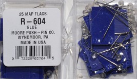 R604-Rectangle Shaped Map Flag Pins - Blue (25 per box)